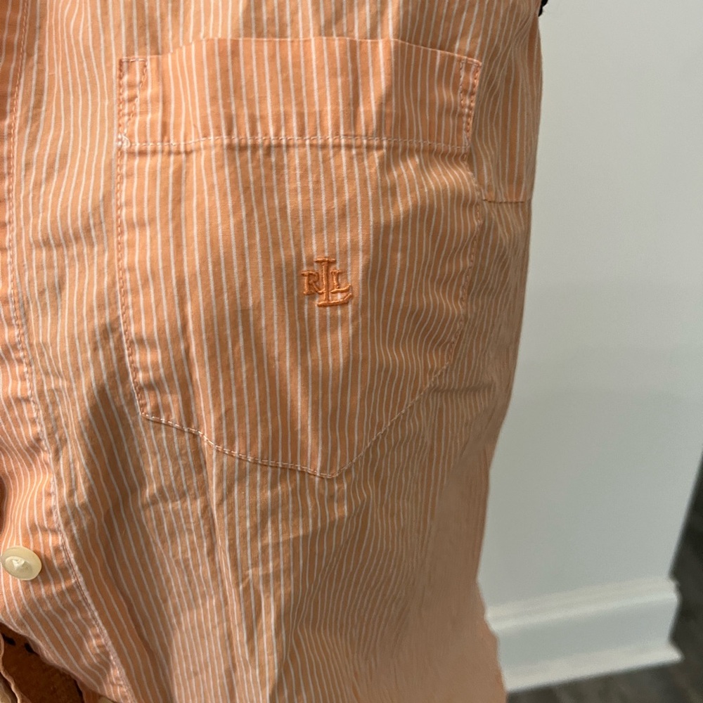 Ralph Lauren Peach Sleeveless Button-Down Shirt - Picture 2 of 7